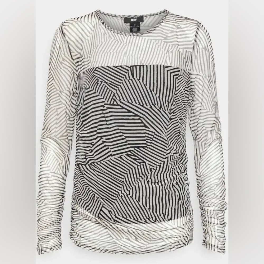 DKNY Mesh Ruched Top - Picture 4 of 9